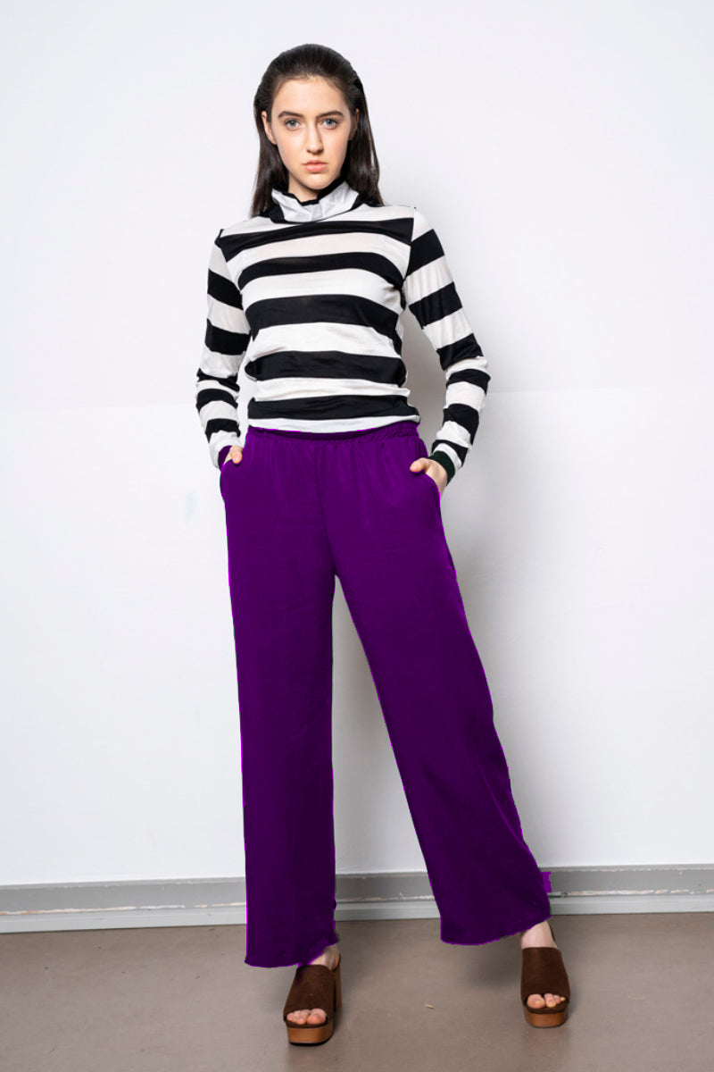 elegant tencel trousers BUTTON purple